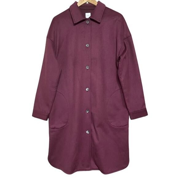 Pure Jill Faux Suede Long Shirt Jacket Size L Bayberry Buttons Fleece Ultra Soft - Picture 1 of 12